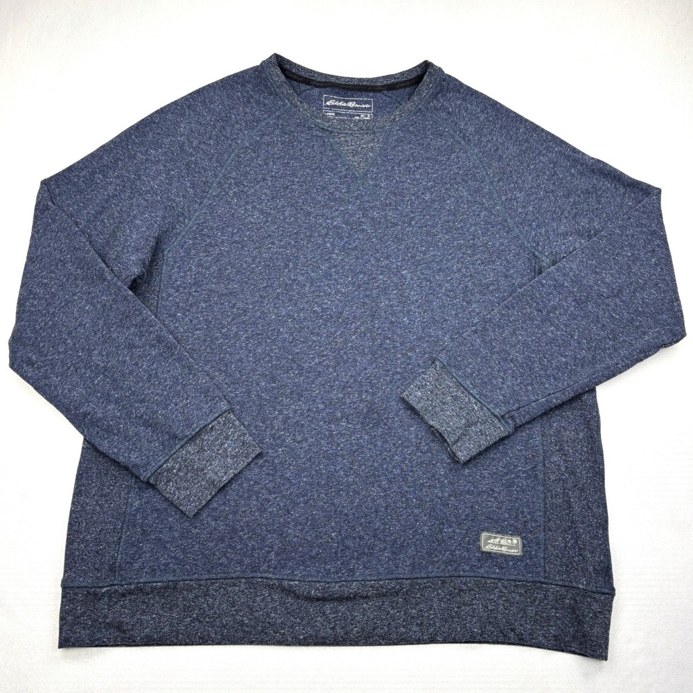 Eddie Bauer Lounge Mens XL Blue Heather Raglan Crewneck Sweatshirt Pullover Top